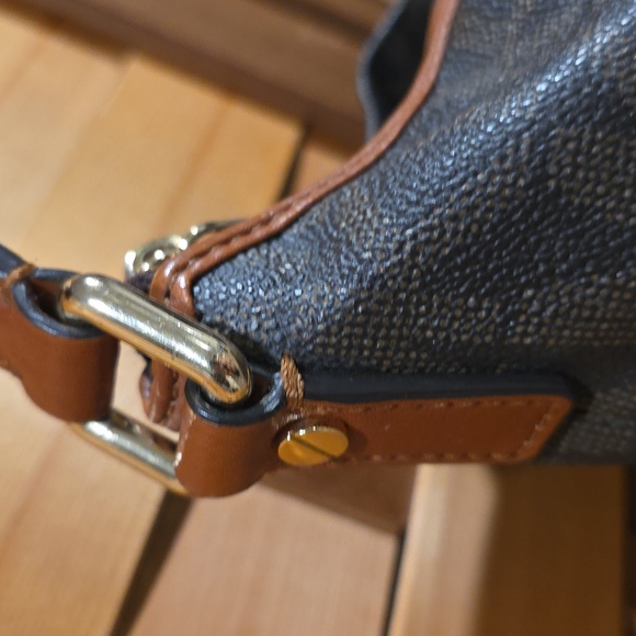 💥💥💥Michael Kors Brown MK Logo Chestnut Leather Accent Shoulder Bag Crossbody - Picture 5 of 16